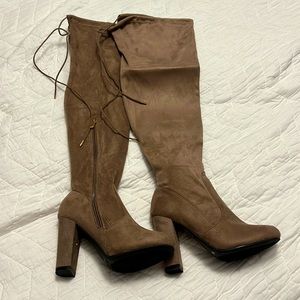 Size 6 over the knee suedes tan boots